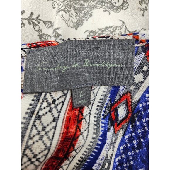 NWOT Sunday in Brooklyn Sweetbrier Tunic Womens L Rayon Floral Long Sleeve - Picture 4 of 5